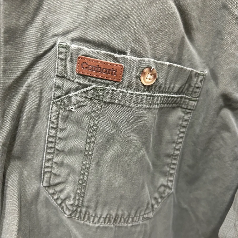 Carhartt Olive Green and Tan Contrast Collar Work Shirt - Picture 4 of 8